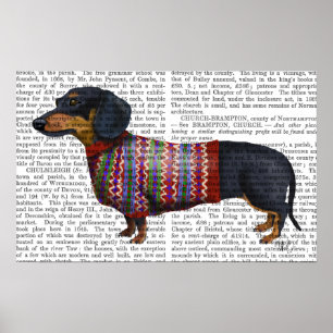 Dachshund With Woolly Sweater Poster