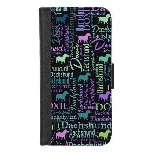 Dachshund Word Art iPhone 87 Wallet Case