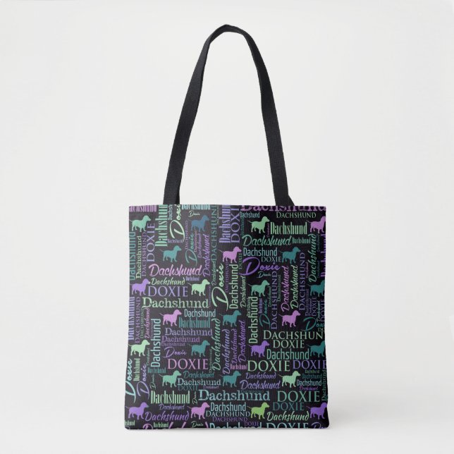 Dachshund Word Art Tote Bag (Front)
