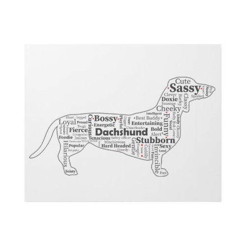 Dachshund Word Art with personality traits