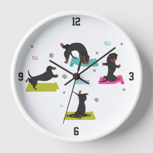 Dachshund Yoga Dog Clock