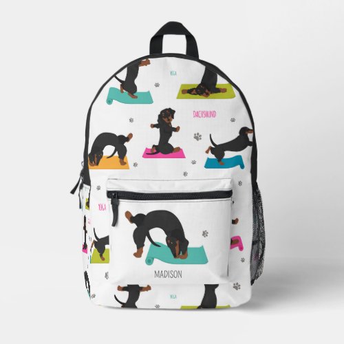 Dachshund Yoga Dog Printed Backpack