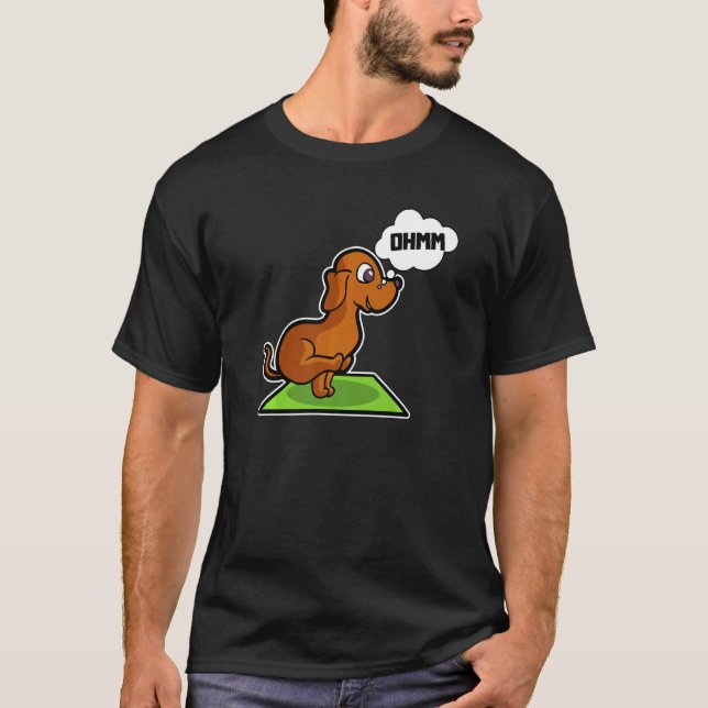 Dachshund Yoga Poses Sport Gymnastics Ohmmm Heartb T-Shirt (Front)