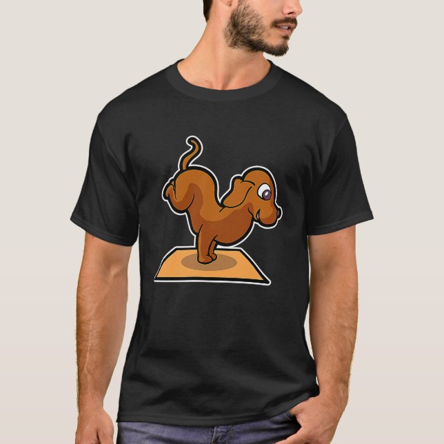 Dachshund Yoga Poses Sport Gymnastics Ohmmm Heartb T-Shirt (Front)
