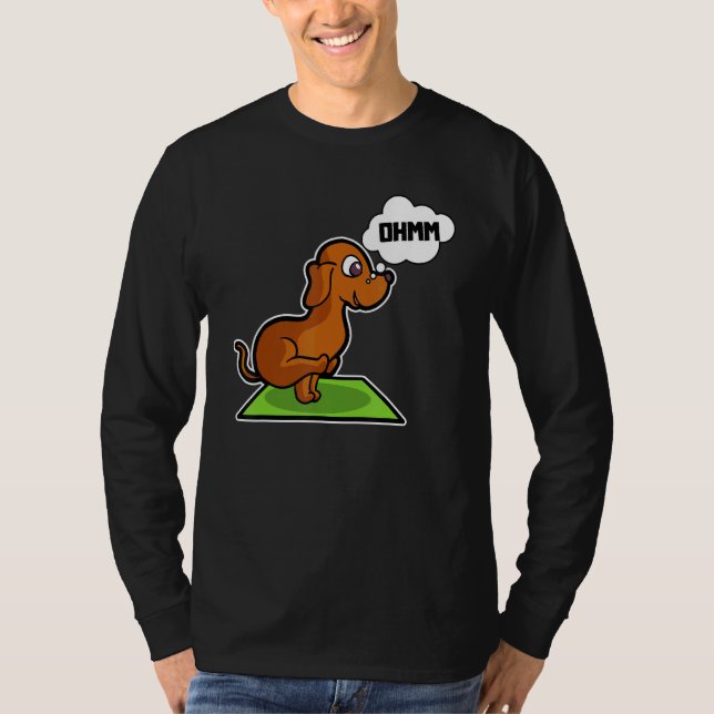 Dachshund Yoga Poses Sport Gymnastics Ohmmm Heartb T-Shirt (Front)
