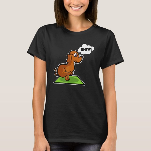 Dachshund Yoga Poses Sport Gymnastics Ohmmm Heartb T-Shirt (Front)