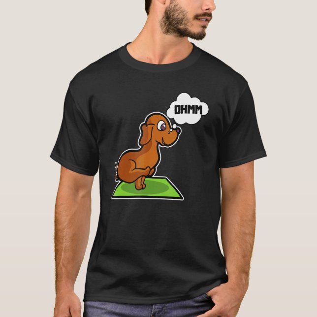Dachshund Yoga Poses Sport Gymnastics Ohmmm Heartb T-Shirt (Front)