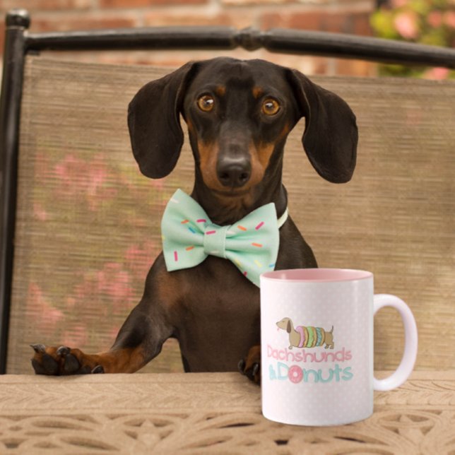 Dachshunds and Donuts Coffee Mug (Dachshunds & Donuts coffee mug for wiener dog mom coffee drinkers)