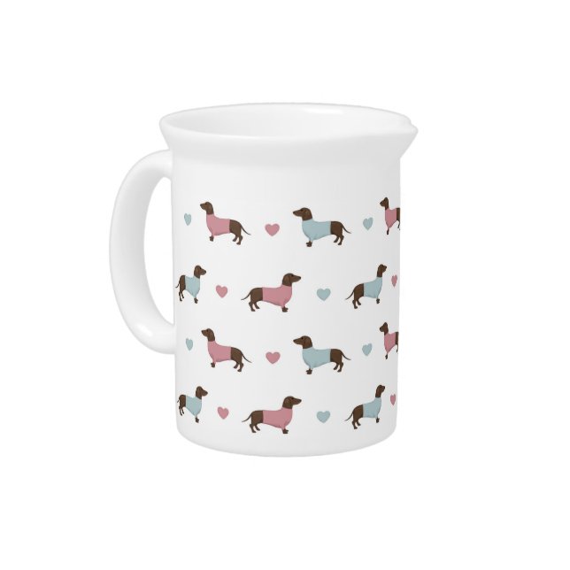 Dachshunds and Hearts Beverage Pitcher (Left)