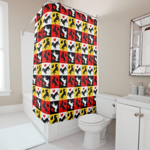 Dachshunds and Hearts Checkerboard Pattern Shower Curtain