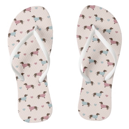 Dachshunds and Hearts Flip Flops