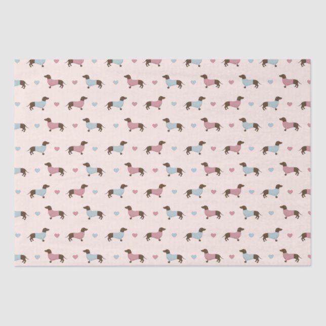 Dachshunds and Hearts Tissue Paper (Front)
