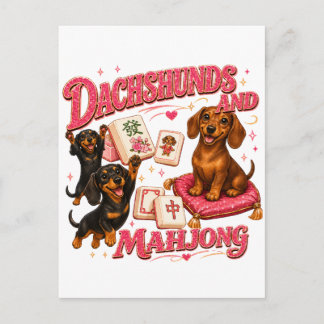 Dachshunds and Mahjong Invitation Postcard