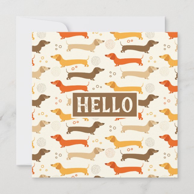 Dachshunds and Polka Dots Flat Card (Front)