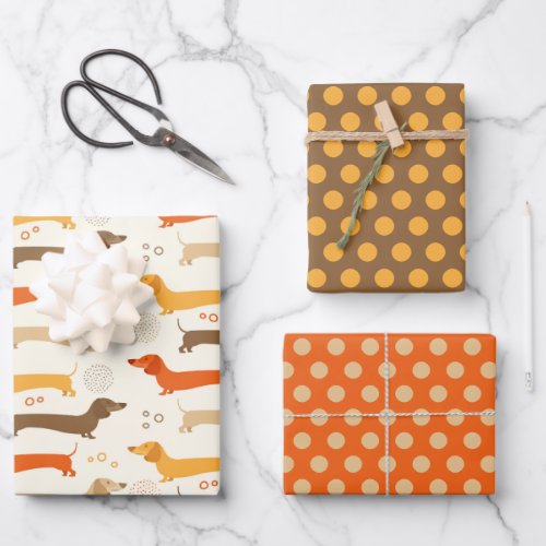 Dachshunds and Polka Dots Wrapping Paper Set