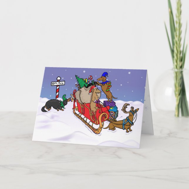 Dachshunds at the North Pole Holiday Card (Front)