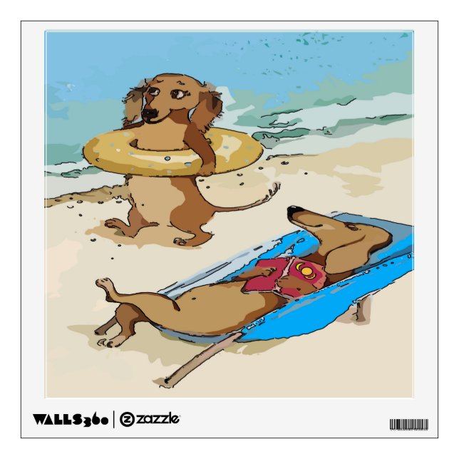 Dachshunds at the Shore Wall Decal (Front)