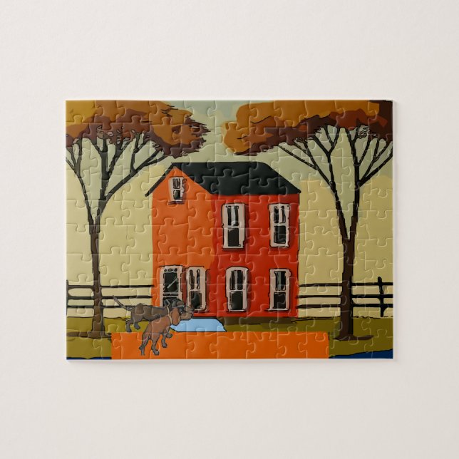 Dachshunds atHouse Door, add text Jigsaw Puzzle (Horizontal)