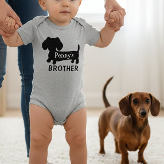 Dachshund's Baby Brother Personalized with Name  Baby Bodysuit