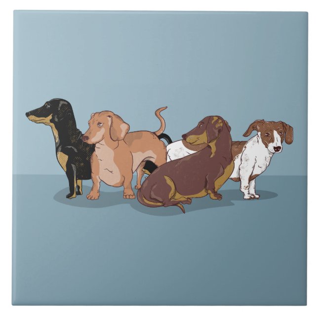 Dachshunds Ceramic Tile (Front)