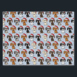 Dachshunds Christmas Cute Wiener Dog Santa Holiday Tissue Paper<br><div class="desc">Funny wiener dog Christmas tissue paper. A variety of Dachshunds wearing Santa hats. Black and tan,  cream,  dapple,  piebald,  red,  black & tan colors. Fun holiday tissue paper for stuffing a gift bag or making crafts.</div>