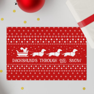 Dachshunds Christmas Dogs Sleigh Ride Holiday Card