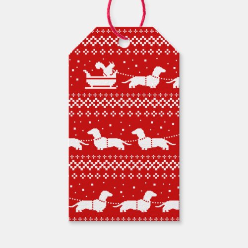 Dachshunds Christmas Sleigh with Squirrel Holiday  Gift Tags