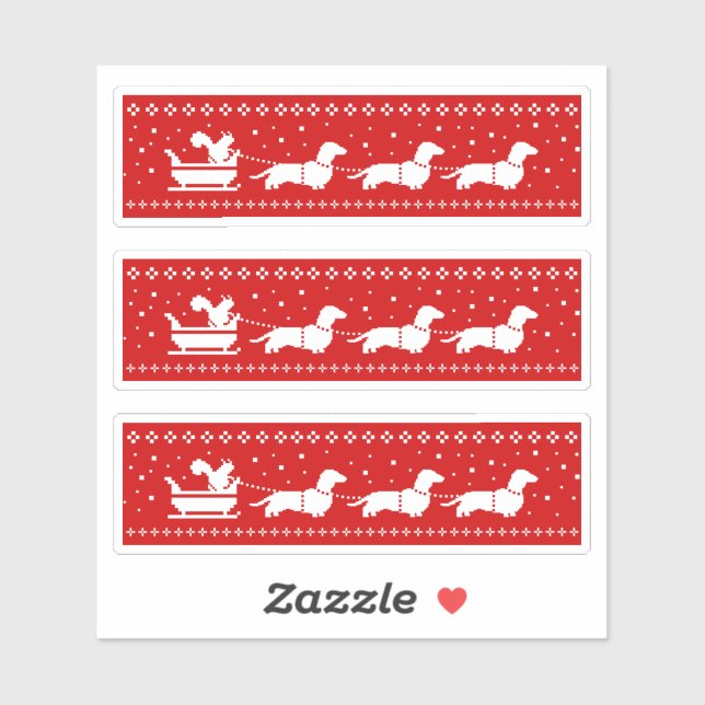 Dachshunds Christmas Sleigh with Squirrel Holiday Sticker (Sheet)