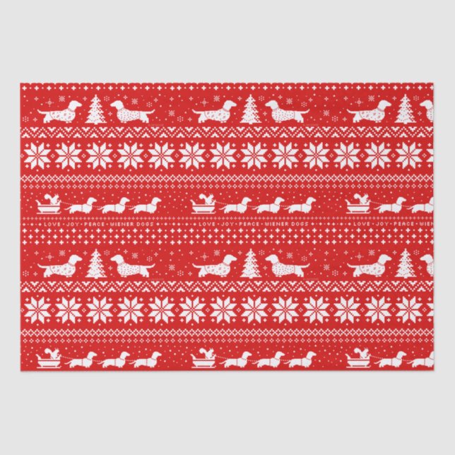 Dachshunds Christmas Sleigh with Squirrel Holiday Tissue Paper (Front)