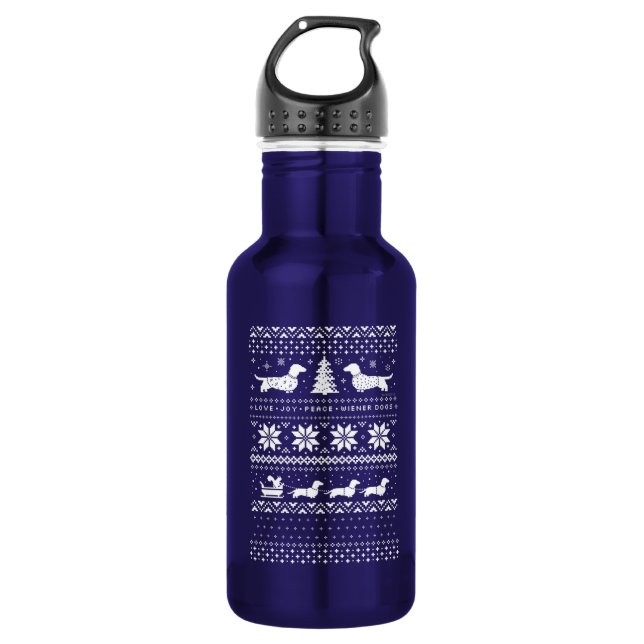 Dachshunds Christmas Stainless Steel Water Bottle (Front)