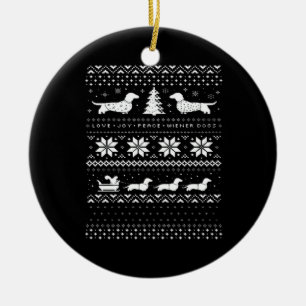 Dachshunds Christmas Sweater Pattern Classic T-Shi Ceramic Ornament