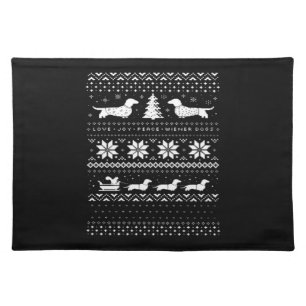 Dachshunds Christmas Sweater Pattern Classic T-Shi Cloth Placemat