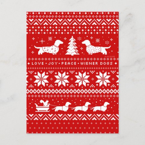 Dachshunds Christmas Sweater Pattern  Holiday Postcard