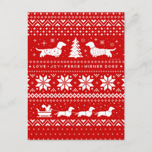 Dachshunds Christmas Sweater Pattern Holiday Postcard