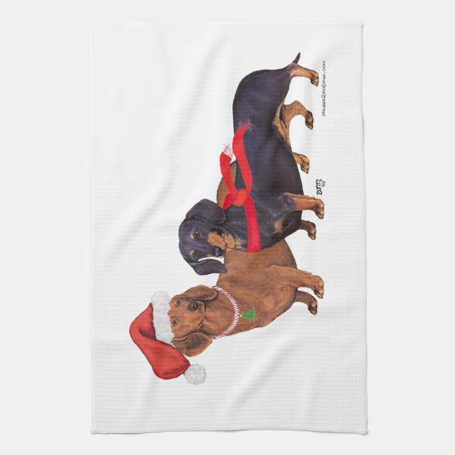 Dachshunds Christmas Towel (Vertical)
