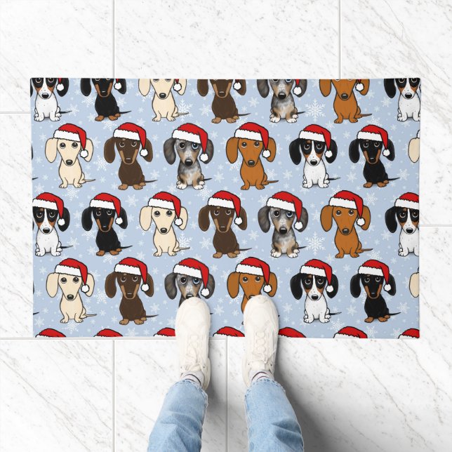 Dachshunds Christmas Wiener Dog Santas Holiday Doormat (Indoor)