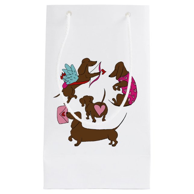 DACHSHUNDS CUPID  SMALL GIFT BAG (Front)