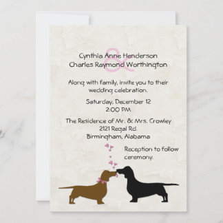 Dachshunds Custom Ivory Wedding Invitation