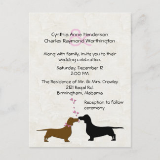 Dachshunds Custom Ivory Wedding Invitation Postcard
