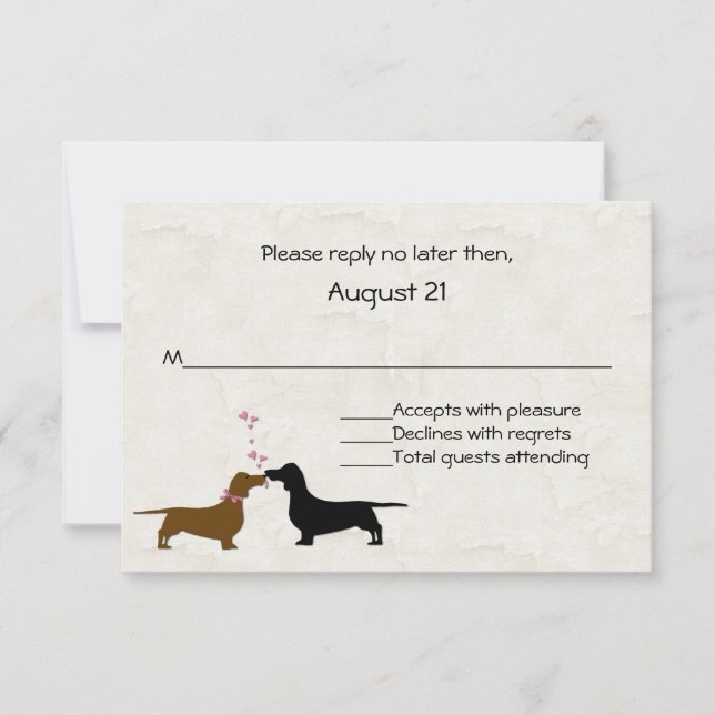 Dachshunds Custom Ivory Wedding RSVP Card (Front)