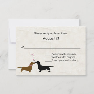Dachshunds Custom Ivory Wedding RSVP Card