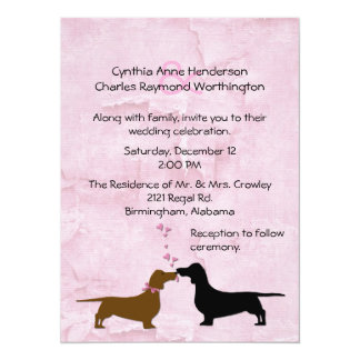 Dog Theme Wedding Invitations Announcements Zazzle Dachshunds Custom Pink Wedding Invitation