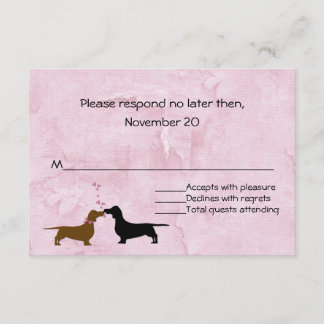 Dachshunds Custom Pink Wedding RSVP Card