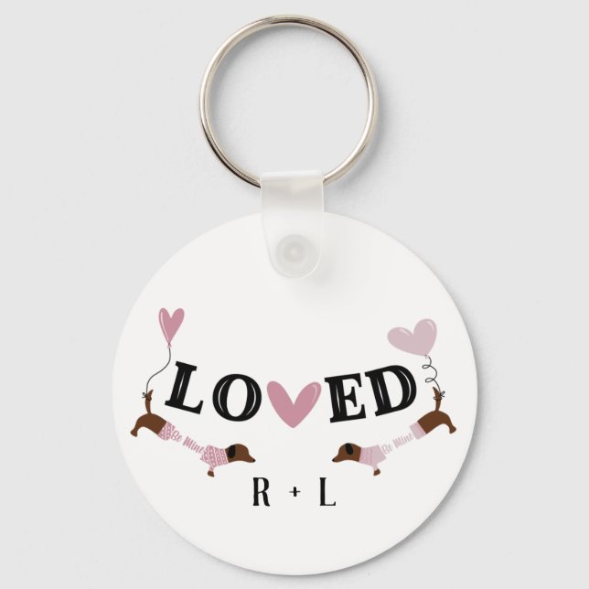 Dachshunds Custom Valentines  Keychain (Front)