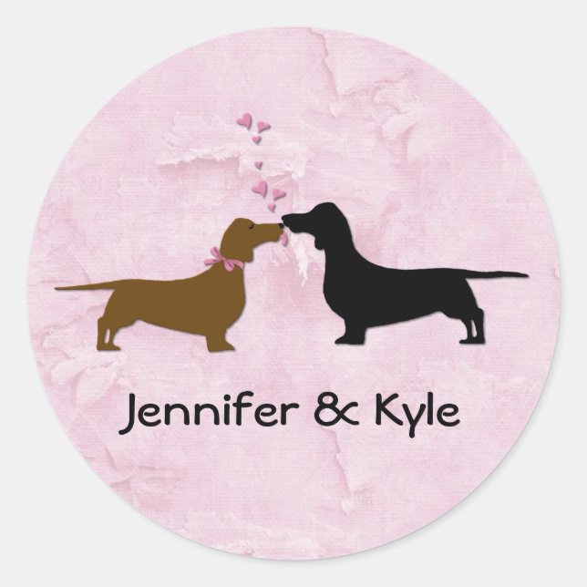 Dachshunds Custom Wedding Stickers (Front)
