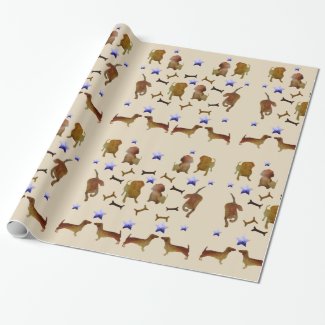 Dachshunds & Dog Bones Watercolor