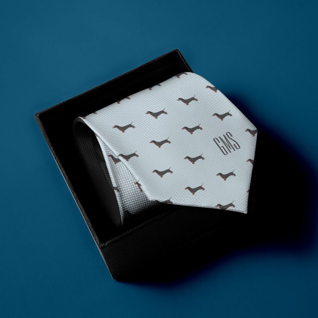 Dachshunds Dogs Pattern Monogrammed Neck Tie (Creator Uploaded)