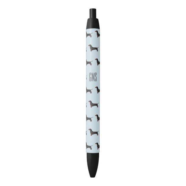 Dachshunds Dogs Pattern Monogrammed Pen (Front Vertical)