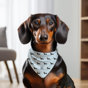 Dachshunds Dogs Pattern Monogrammed Pet Bandana Collar