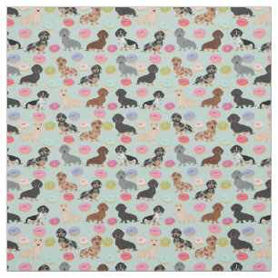 Dachshunds Donuts Fabric - cute doxie fabric print